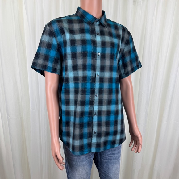 Men's Calvin Klein Short Sleeves Plaid Button Up Shirt Blue Size XL - Picture 4 of 12